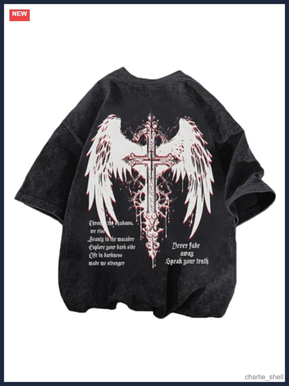 Gothic Cross Graphic Tee Oversized Streetwear Grunge Y2K Acid Wash Cotton